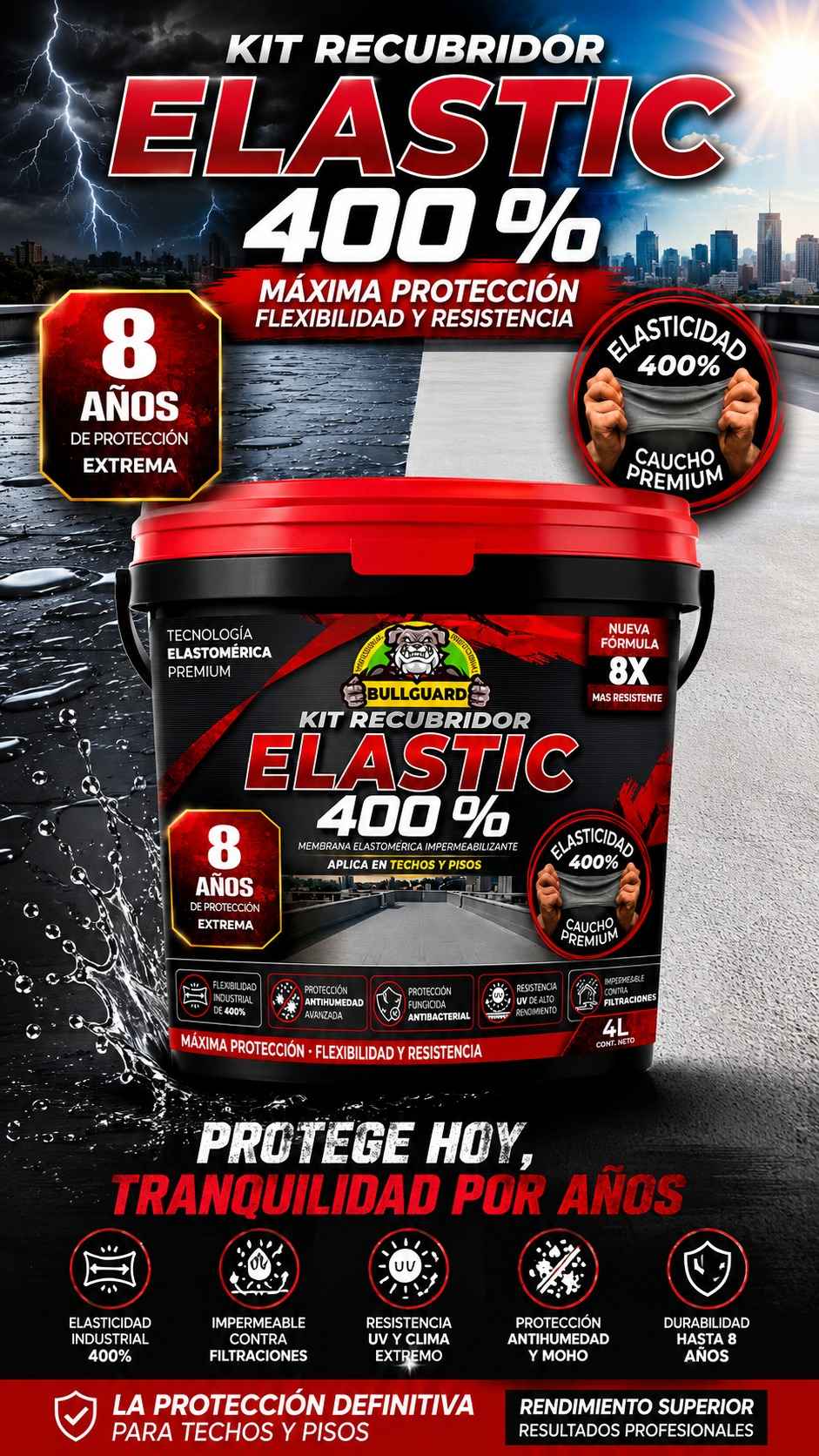 KIT RECUBRIDOR ELASTIC 400 + BROCHA + MALLA F1